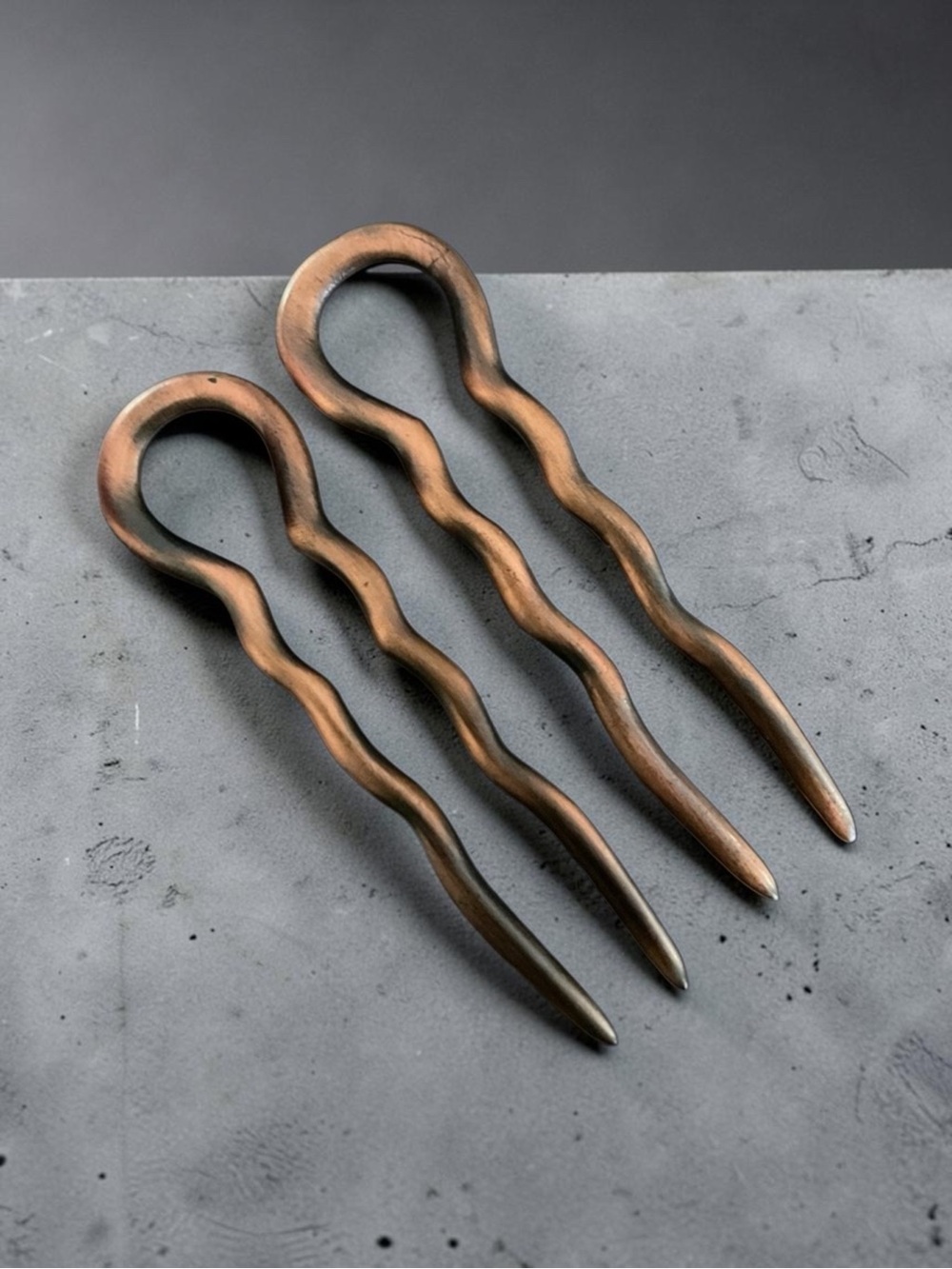 💖 Wavy Antiqued Metal Hair Fork Set 💖
